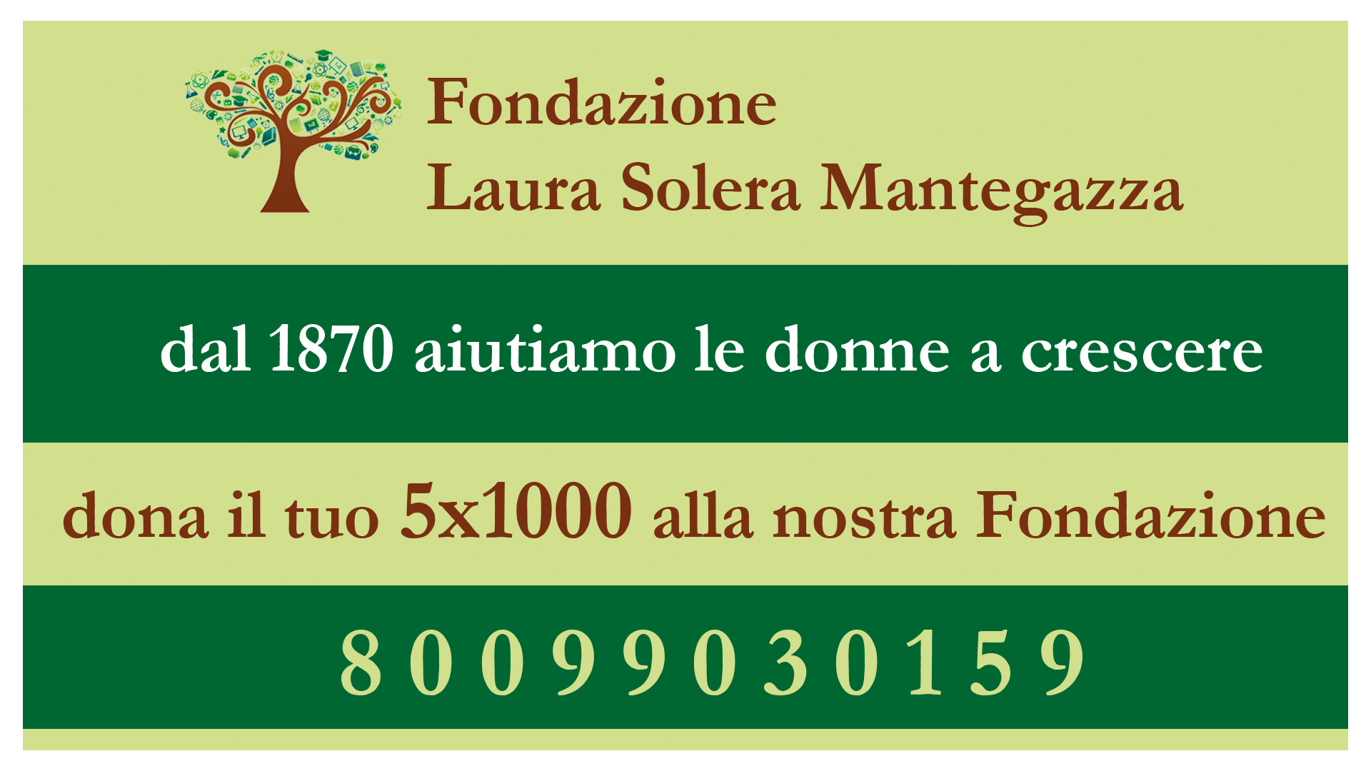 Dona il tuo 5x1000 alla Fondazione Laura Solera Mantegazza, codice fiscale 80099030159